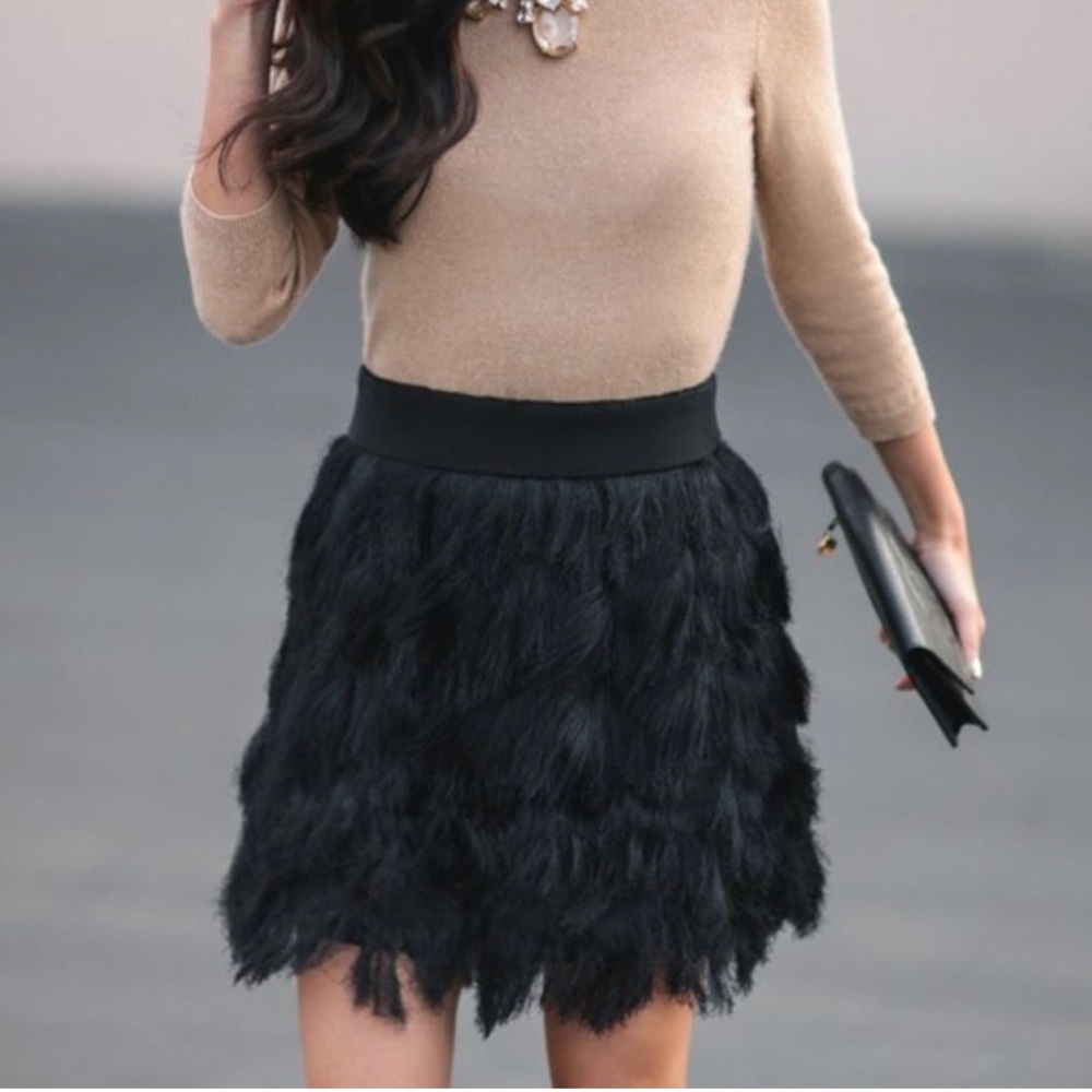 Banana Republic Black Fringe Feather Skirt